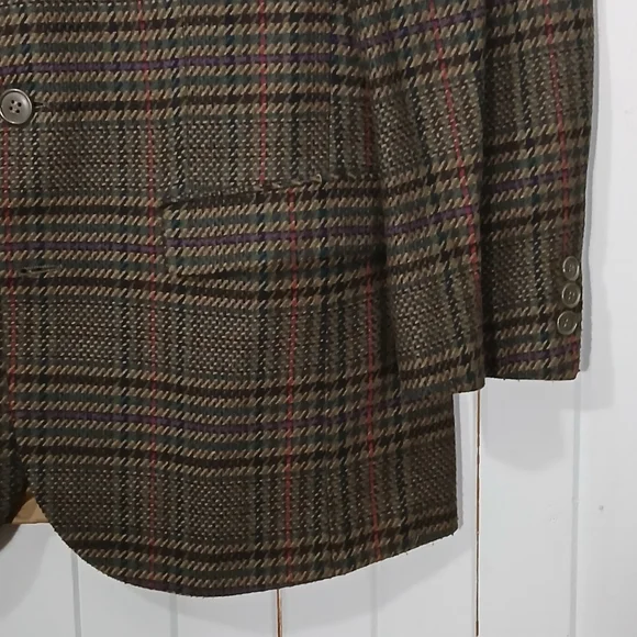 Vintage Cacharel Wool Blend Plaid Men's Blazer - Picture 4 of 10